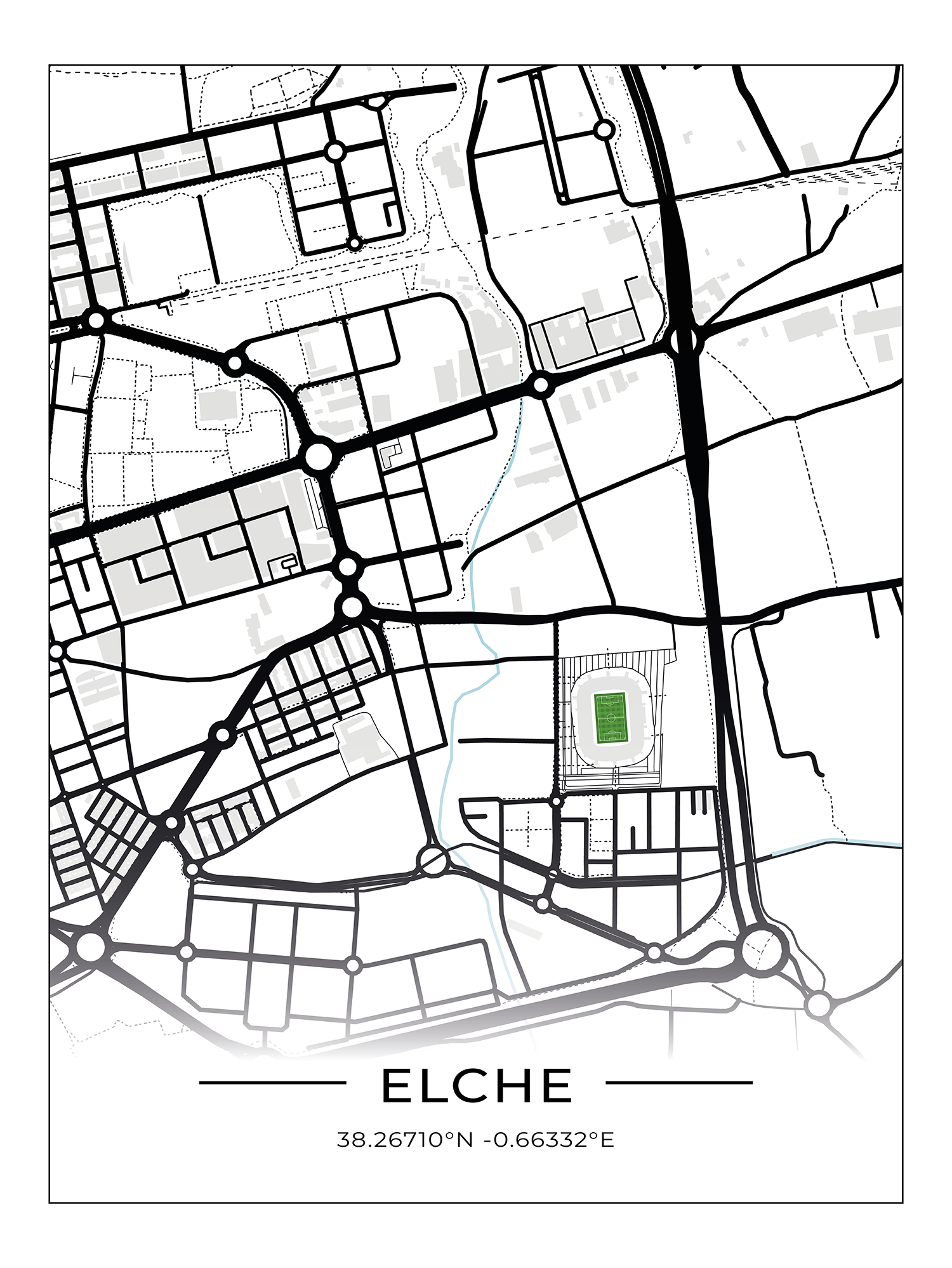 Stadion Poster Elche, Stadion Karte Elche, Fußball Karte, Fußball ...