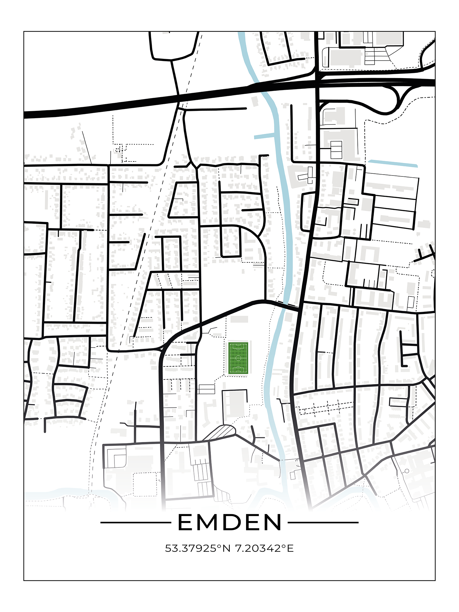 Stadion Poster Emden, Stadion Karte Emden, Fußball Karte, Fußball ...