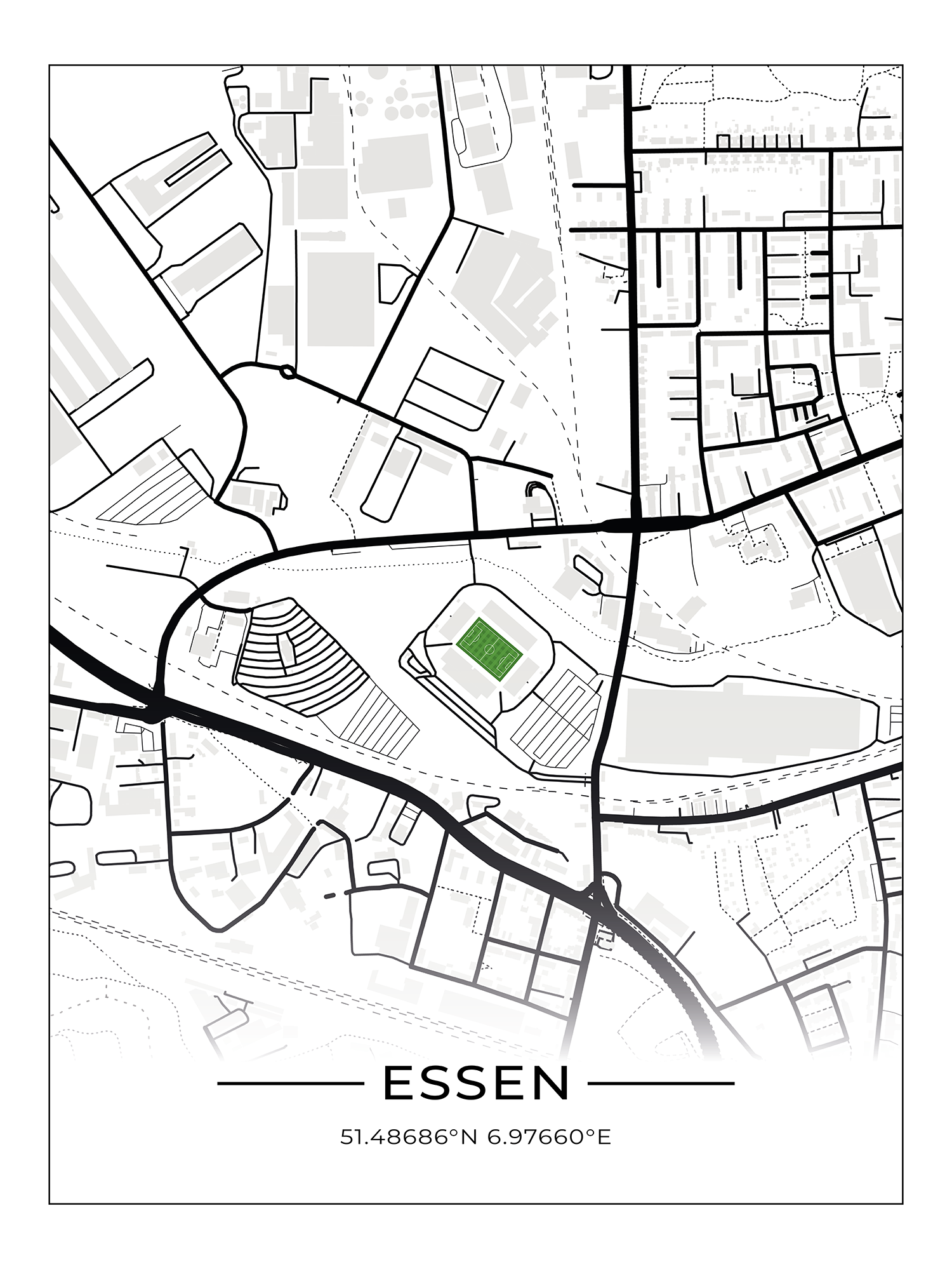 Stadion Poster Essen, Fußball Karte, Fußball Poster