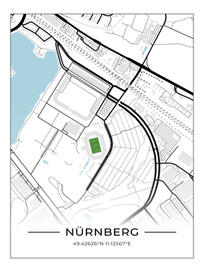 Stadion Poster Nürnberg, Fußball Karte, Fußball Poster