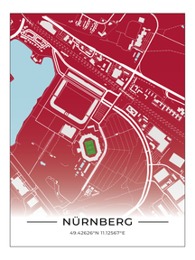 Stadion Poster Nürnberg, Fußball Karte, Fußball Poster