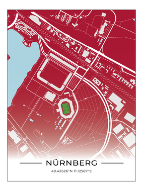 Stadion Poster Nürnberg, Fußball Karte, Fußball Poster