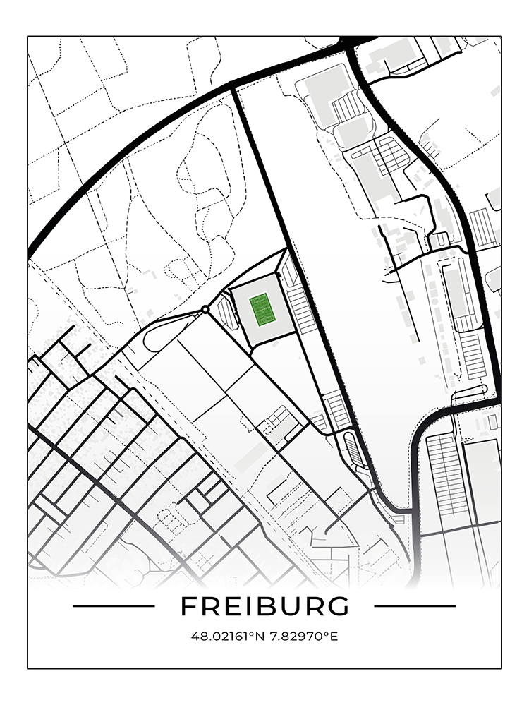 Stadion Poster Freiburg, Fußball Karte, Fußball Poster