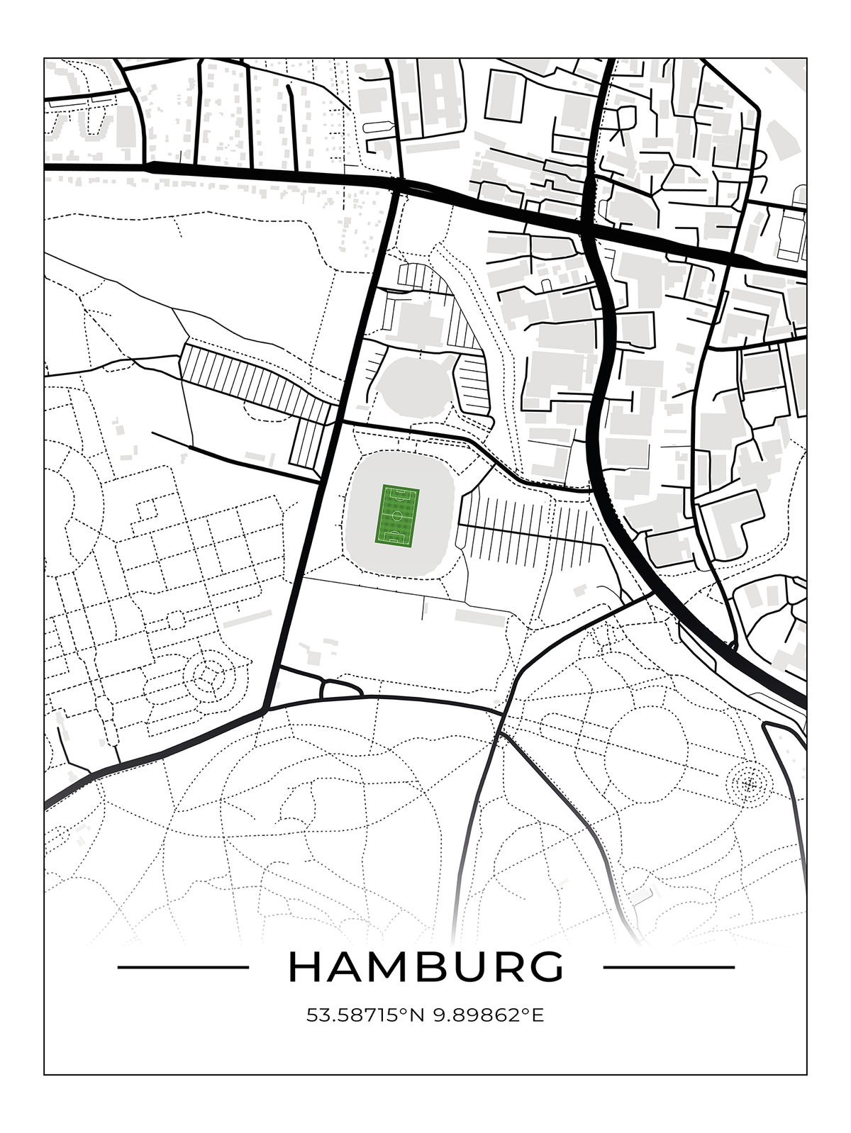 Stadion Poster Hamburg, Fußball Karte, Fußball Poster