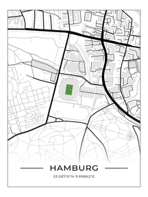 Stadion Poster Hamburg, Fußball Karte, Fußball Poster