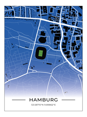 Stadion Poster Hamburg, Fußball Karte, Fußball Poster