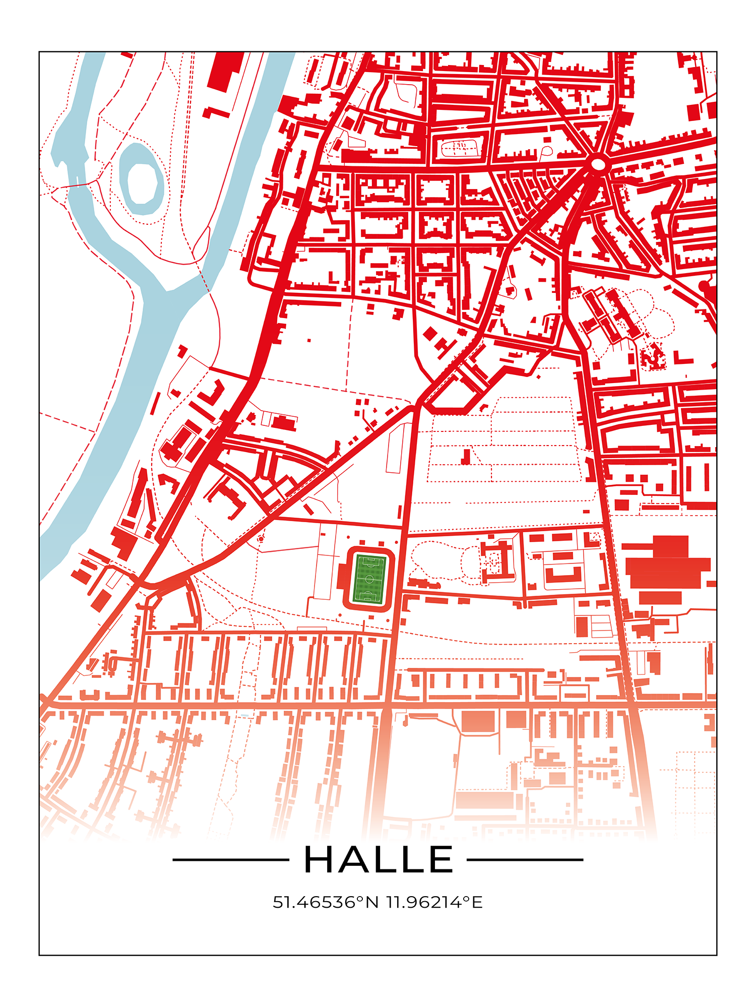 Stadion Poster Halle, Fußball Karte, Fußball Poster