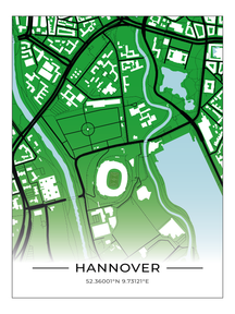 Stadion Poster Hannover, Fußball Karte, Fußball Poster