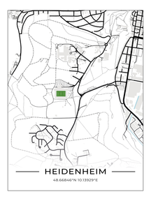 Stadion Poster Heidenheim, Fußball Karte, Fußball Poster