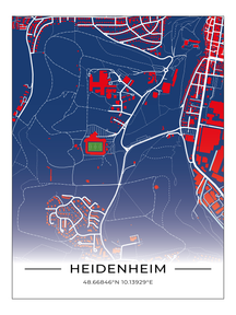 Stadion Poster Heidenheim, Fußball Karte, Fußball Poster