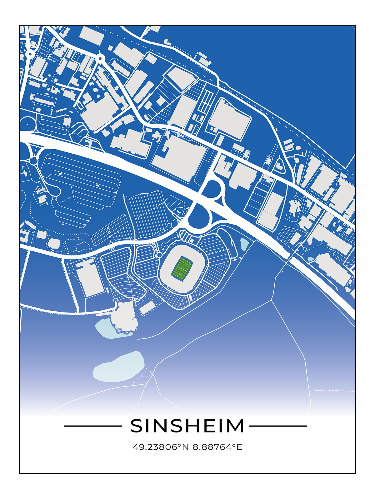 Stadion Poster Sinsheim (Hoffenheim), Fußball Karte, Fußball Poster