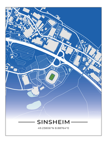 Stadion Poster Sinsheim (Hoffenheim), Fußball Karte, Fußball Poster