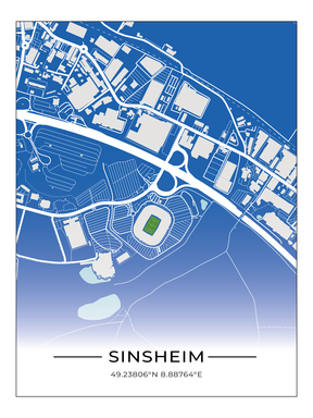 Stadion Poster Sinsheim (Hoffenheim), Fußball Karte, Fußball Poster