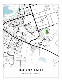 Stadion Poster Ingolstadt, Fußball Karte, Fußball Poster