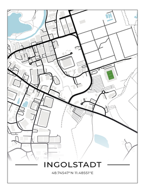 Stadion Poster Ingolstadt, Fußball Karte, Fußball Poster