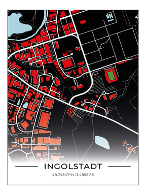 Stadion Poster Ingolstadt, Fußball Karte, Fußball Poster