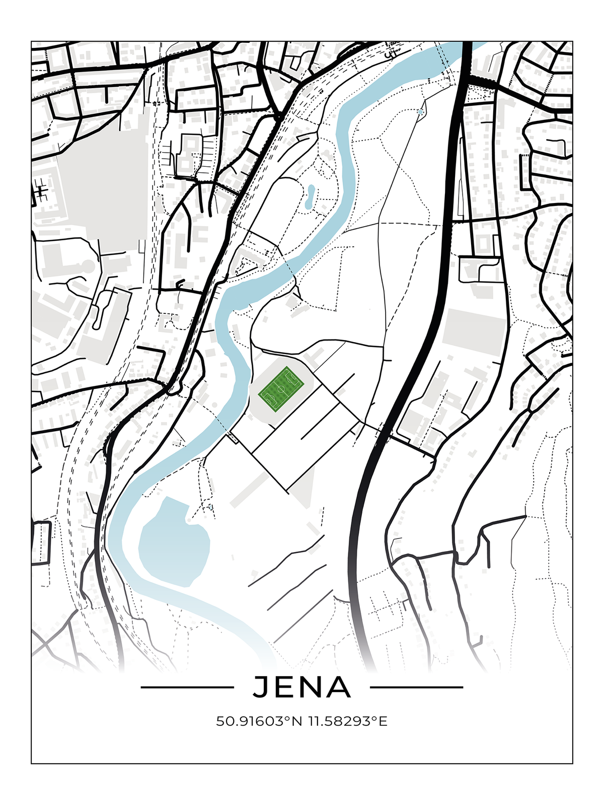 Stadion Poster Jena, Fußball Karte, Fußball Poster