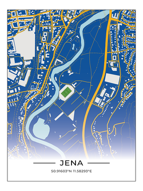 Stadion Poster Jena, Fußball Karte, Fußball Poster