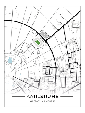 Stadion Poster Karlsruhe, Fußball Karte, Fußball Poster