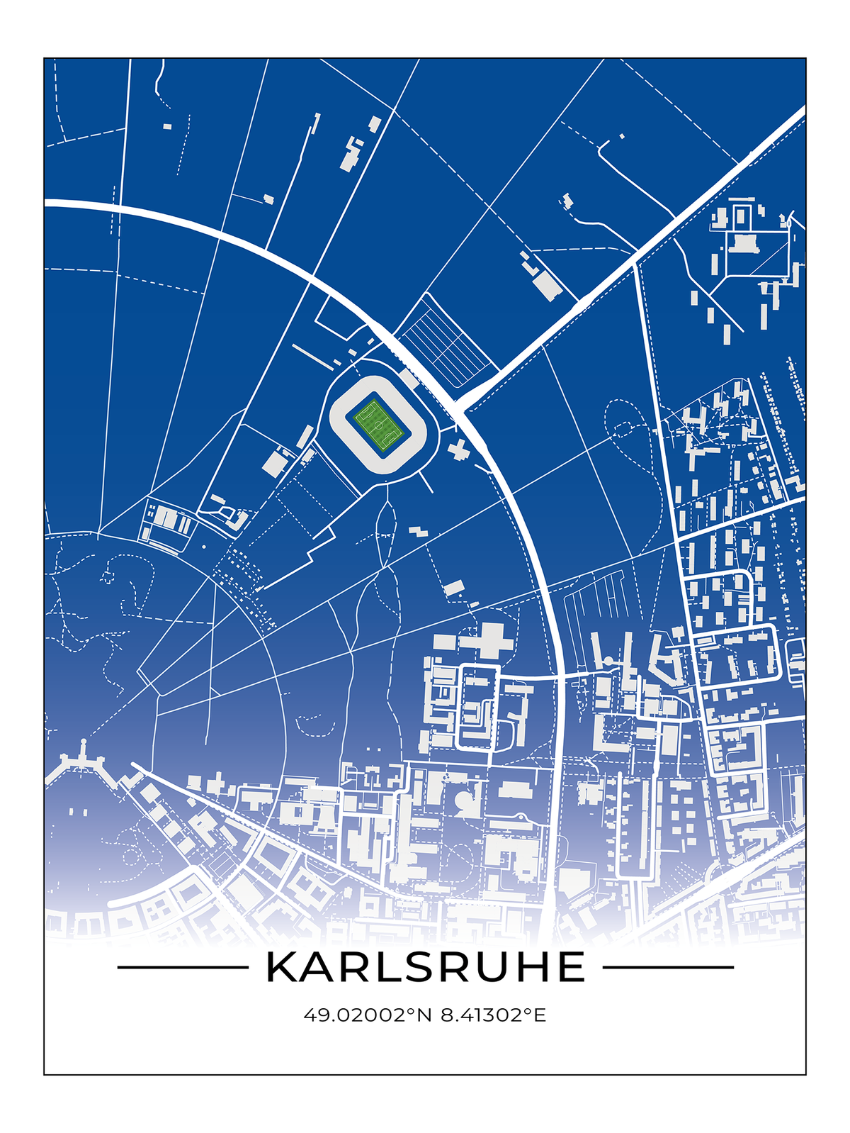 Stadion Poster Karlsruhe, Fußball Karte, Fußball Poster