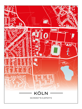 Stadion Poster Köln, Fußball Karte, Fußball Poster