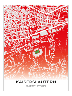 Stadion Poster Kaiserslautern, Fußball Karte, Fußball Poster