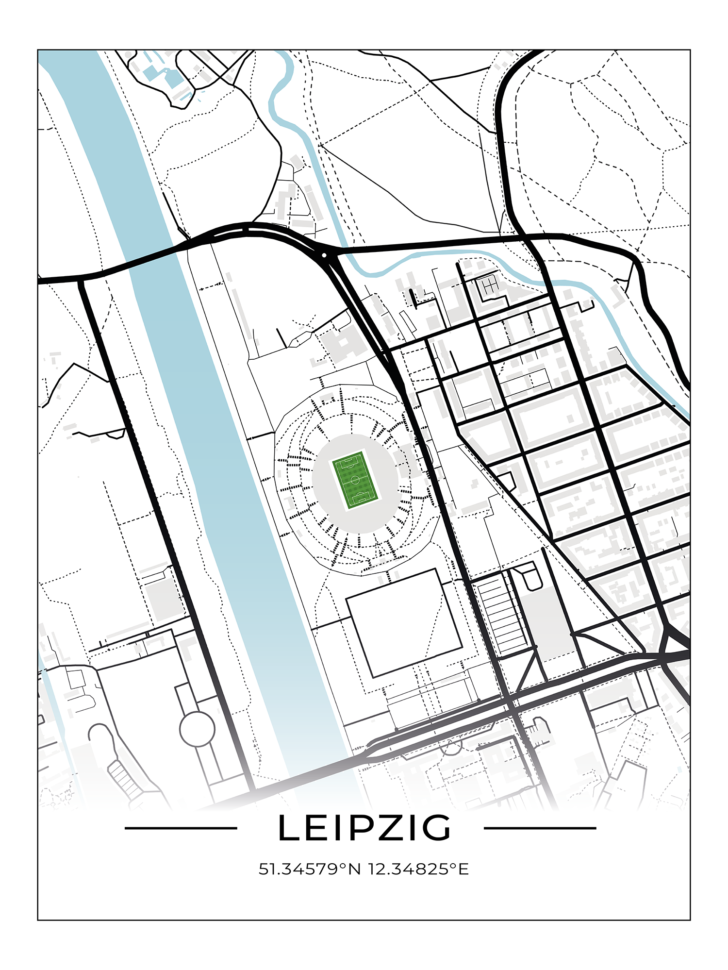Stadion Poster Leipzig, Fußball Karte, Fußball Poster