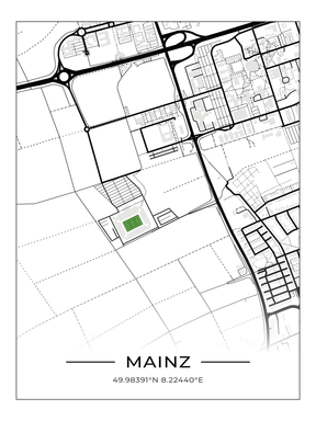 Stadion Poster Mainz, Fußball Karte, Fußball Poster