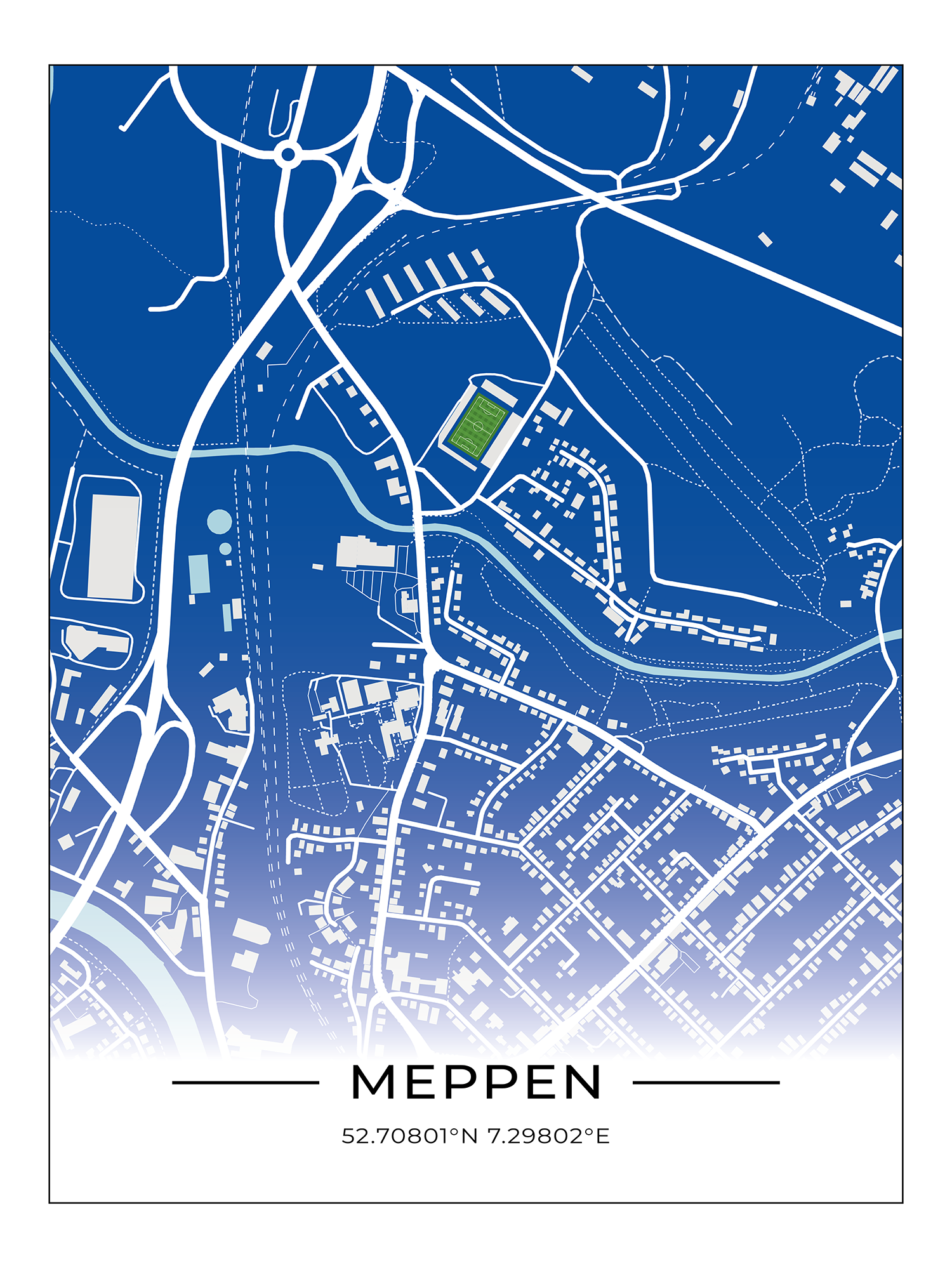 Stadion Poster Meppen, Fußball Karte, Fußball Poster