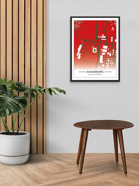Stadion Poster Augsburg, Fußball Karte, Fußball Poster