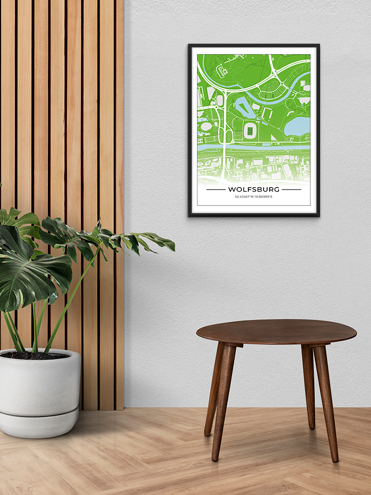 Stadion Poster Wolfsburg, Fußball Karte, Fußball Poster
