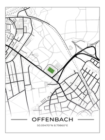 Stadion Poster Offenbach, Fußball Karte, Fußball Poster