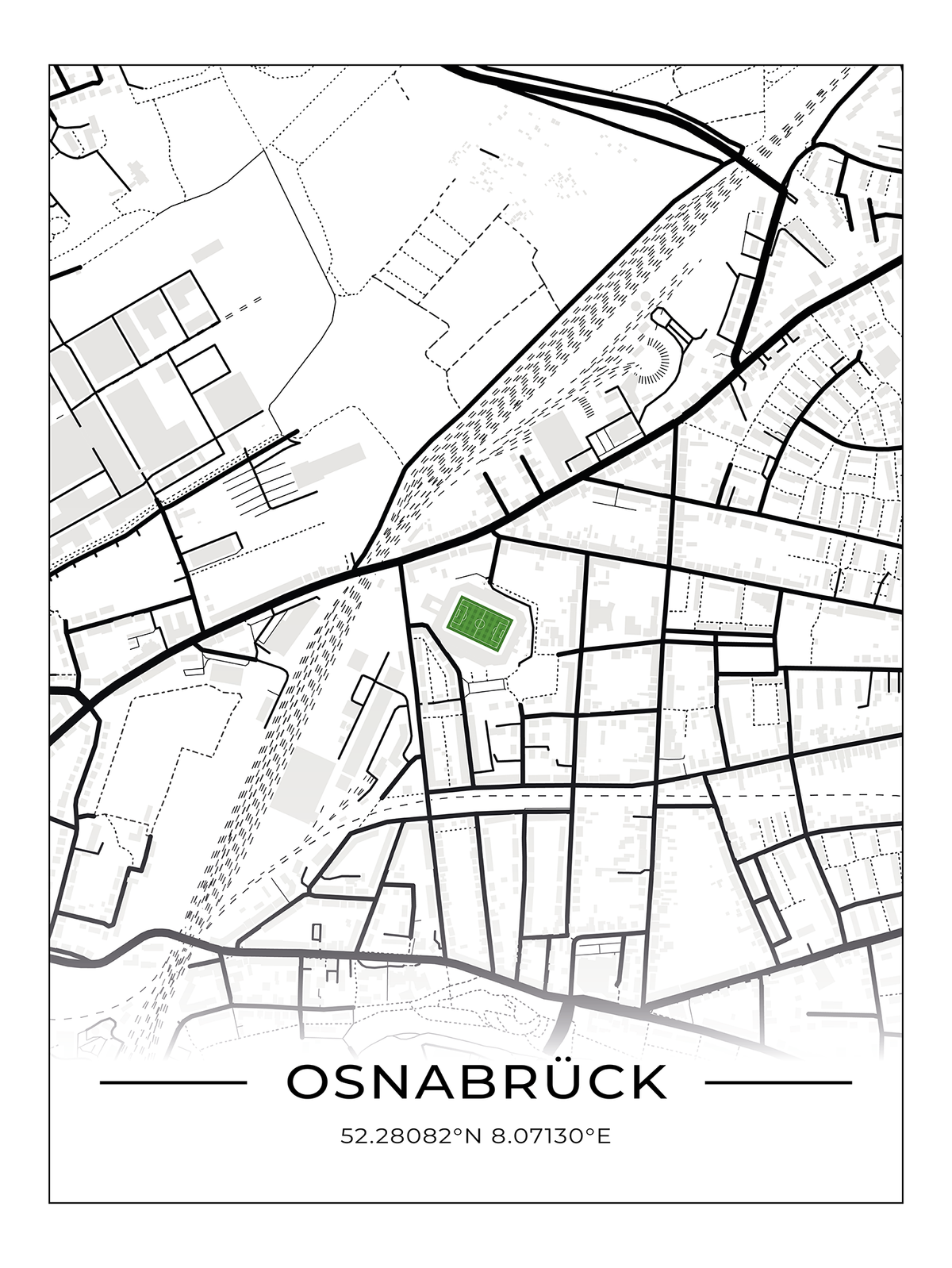 Stadion Poster Osnabrück, Fußball Karte, Fußball Poster