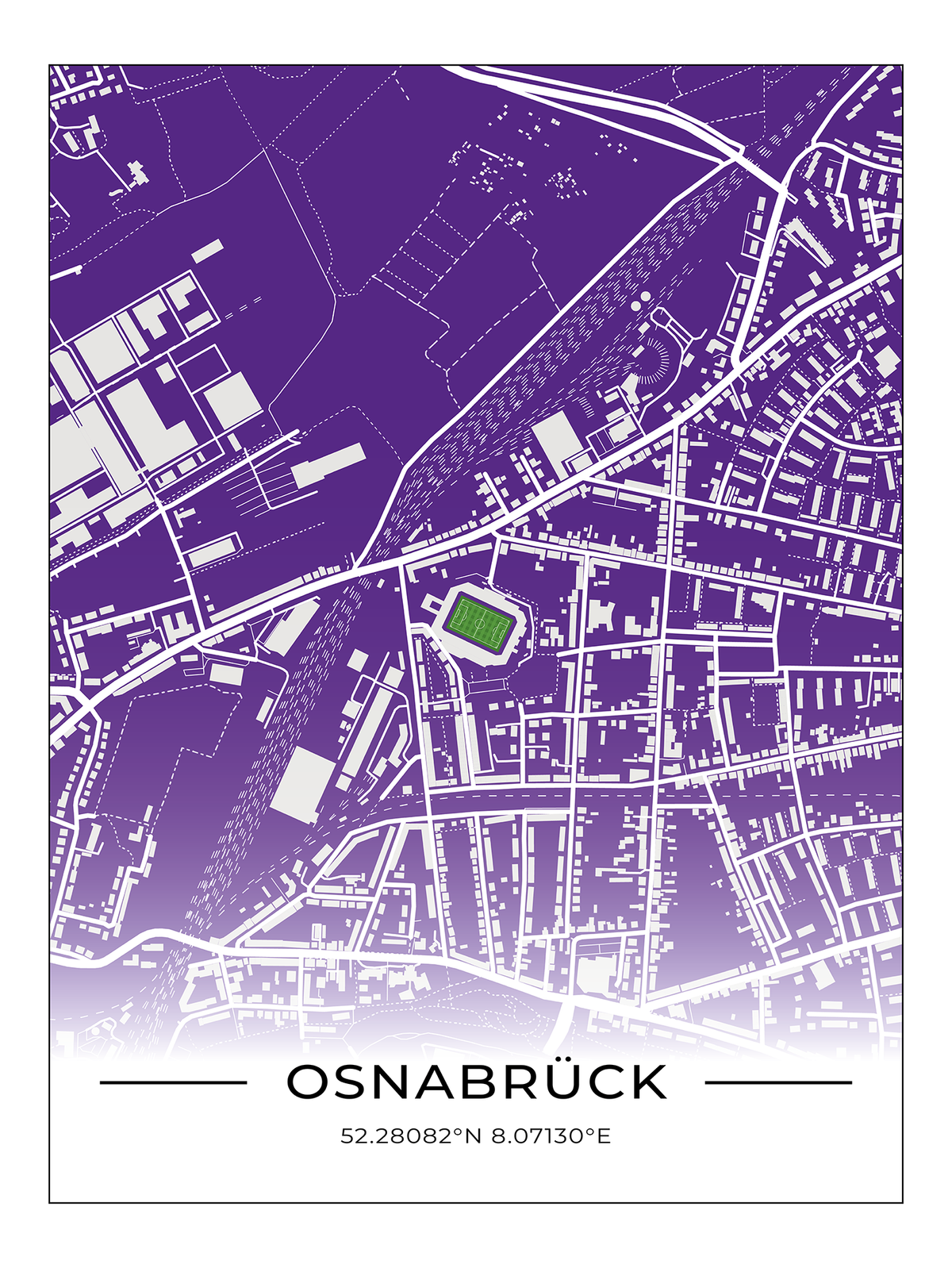 Stadion Poster Osnabrück, Fußball Karte, Fußball Poster