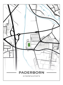 Stadion Poster Paderborn, Fußball Karte, Fußball Poster