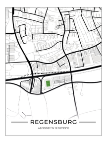 Stadion Poster Regensburg, Fußball Karte, Fußball Poster