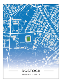 Stadion Poster Rostock, Fußball Karte, Fußball Poster