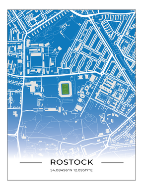 Stadion Poster Rostock, Fußball Karte, Fußball Poster