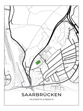 Stadion Poster Saarbrücken, Fußball Karte, Fußball Poster