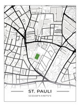 Stadion Poster St. Pauli, Fußball Karte, Fußball Poster