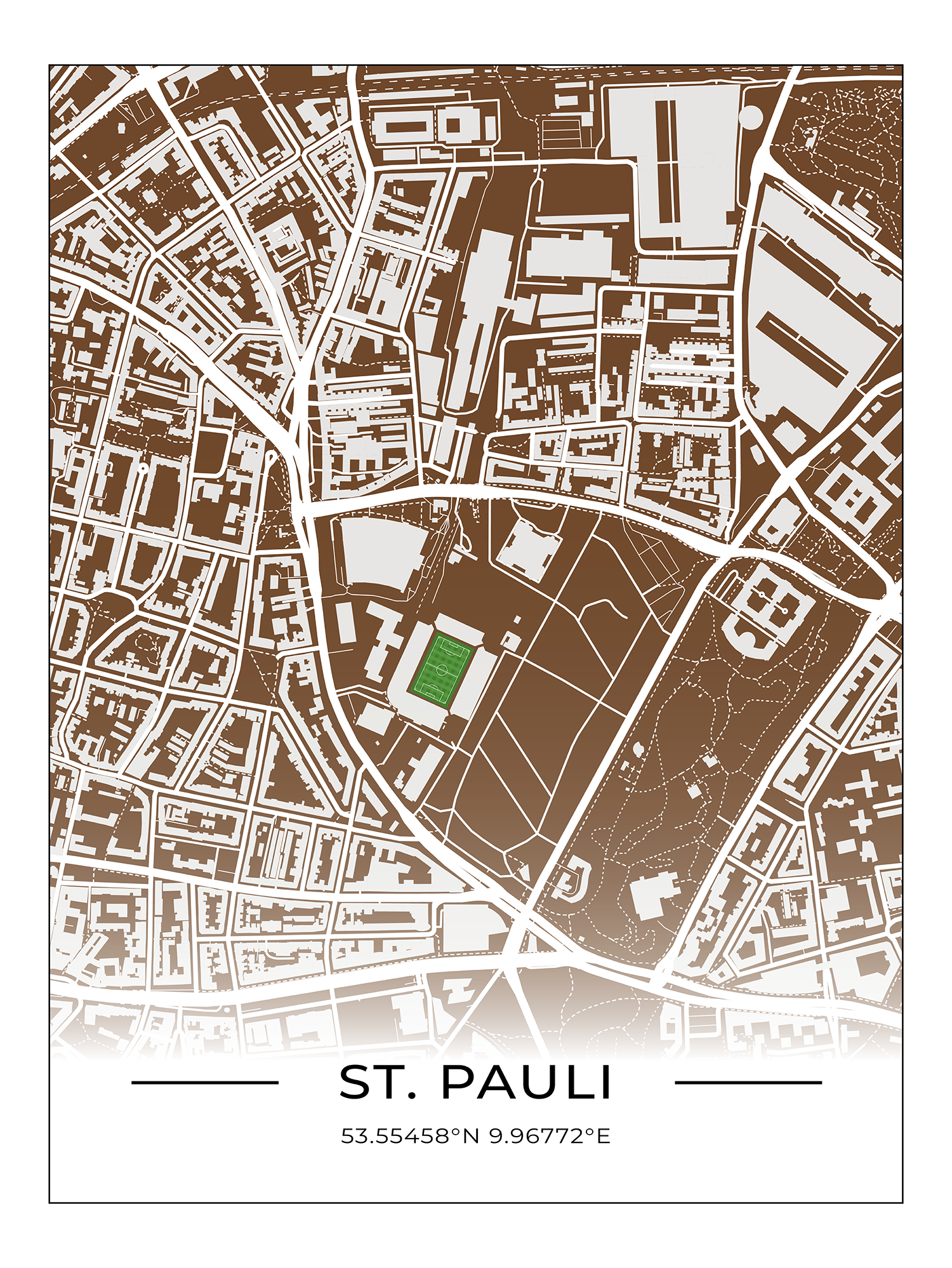 Stadion Poster St. Pauli, Fußball Karte, Fußball Poster