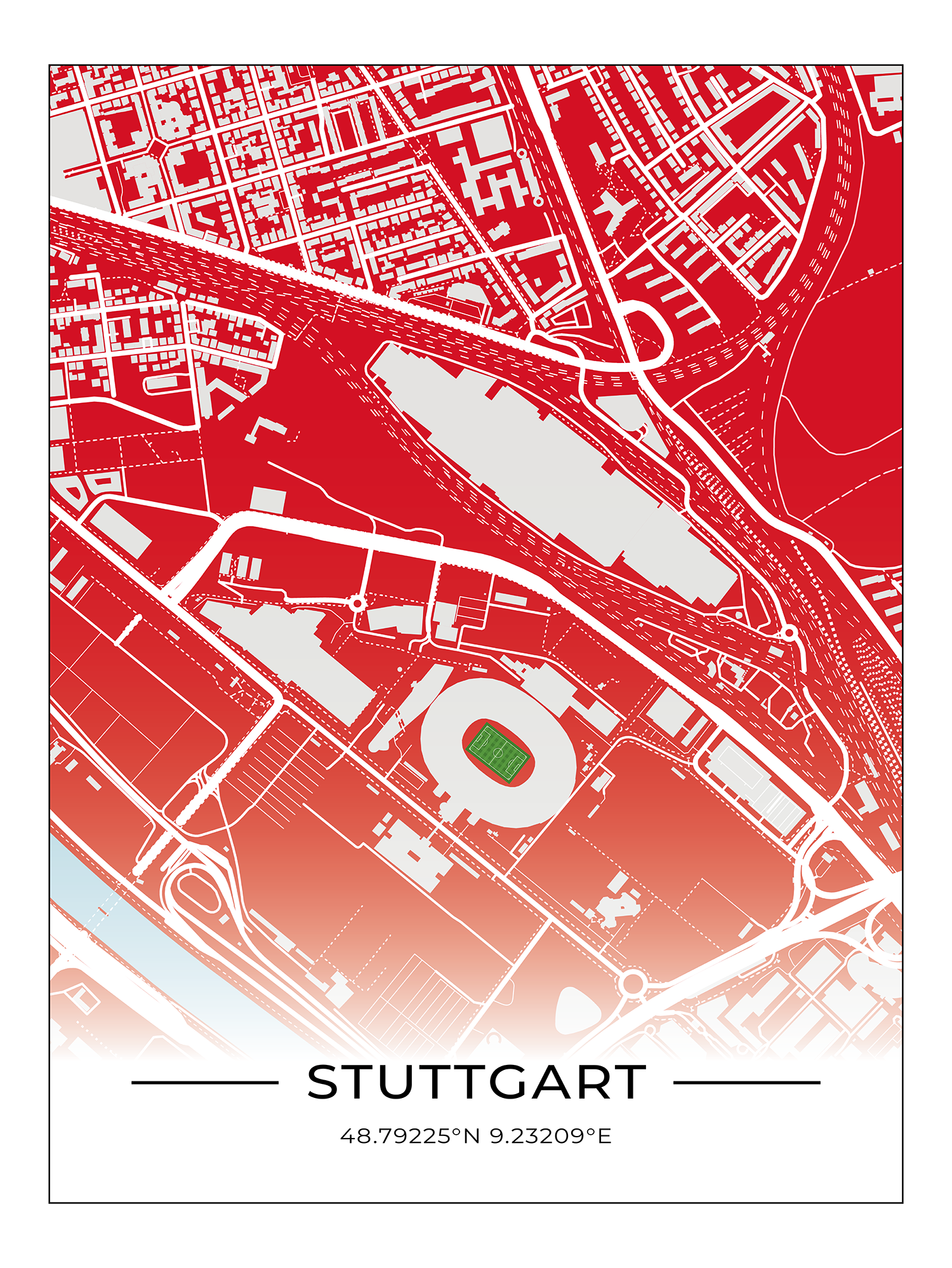 Stadion Poster Stuttgart, Fußball Karte, Fußball Poster