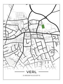 Stadion Poster Verl, Fußball Karte, Fußball Poster
