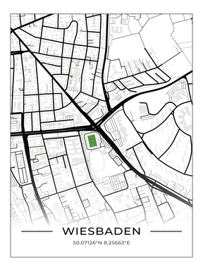 Stadion Poster Wiesbaden, Fußball Karte, Fußball Poster