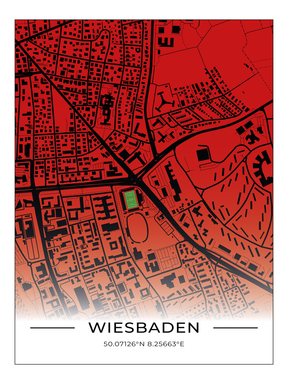 Stadion Poster Wiesbaden, Fußball Karte, Fußball Poster
