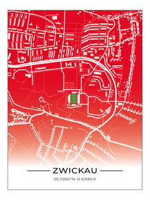 Stadion Poster Zwickau, Fußball Karte, Fußball Poster