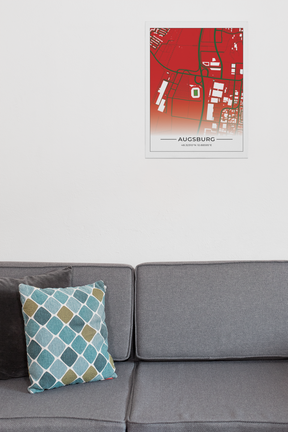 Stadion Poster Augsburg, Fußball Karte, Fußball Poster